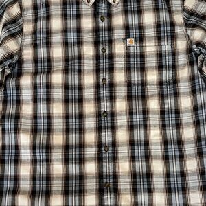Carhartt Men's Casual Plaid Shirt Blue/brown/cream Shirt Sleeve XL